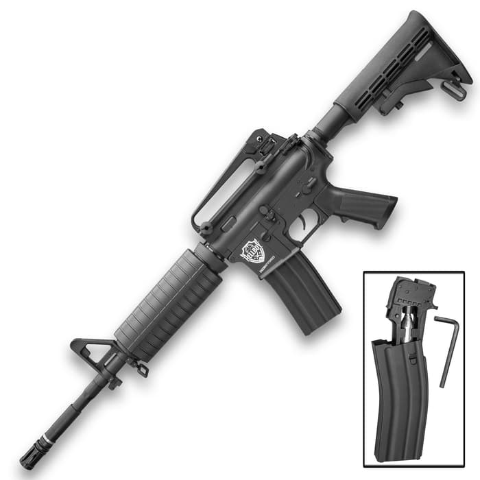 HellBoy M4 CO2 Air Rifle - Semi-Automatic, Full-Metal Construction, Field-Strippable, 18-Round Magazine, Adjustable Stock
