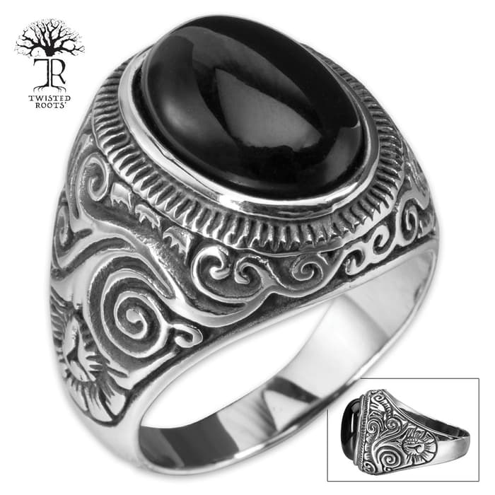 Twisted Roots Black Stone Class Ring