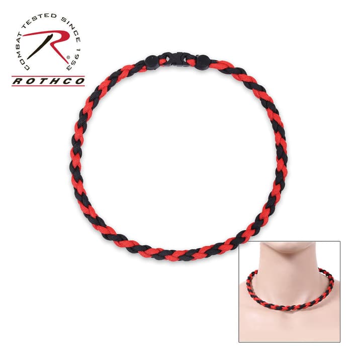 Red and Black 22-inch Paracord Necklace