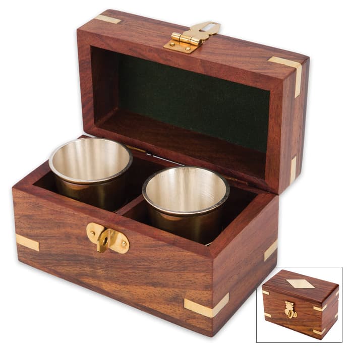 Rum Cups And Wooden Box Set