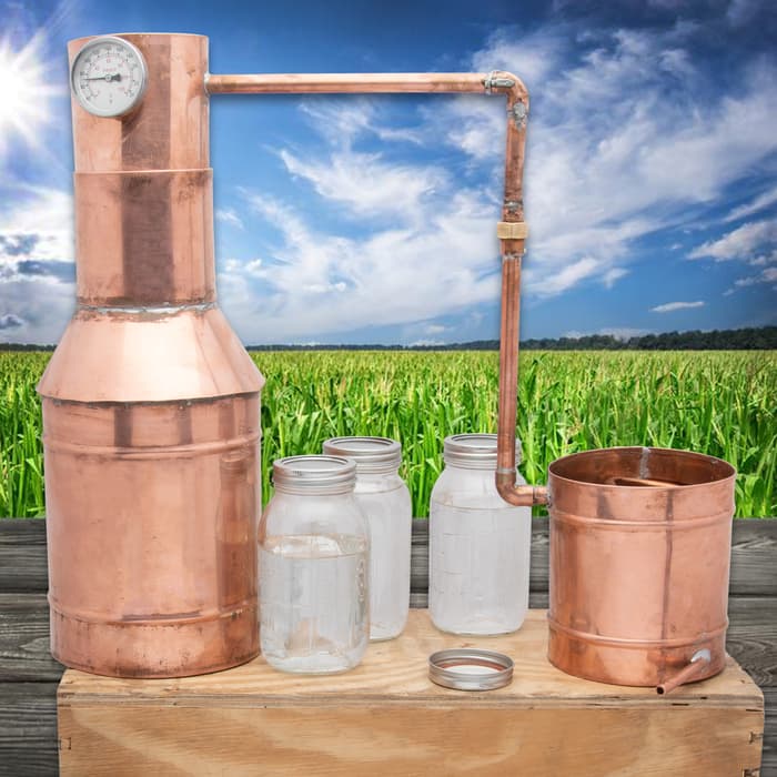 One-Gallon Copper Moonshine Still - Heavy-Gauge Copper Construction, Handcrafted In USA, Ready-To-Use Kit