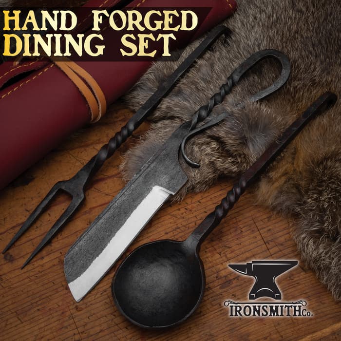 The Ironsmith Co. Pioneer Dining Set shown with its pouch