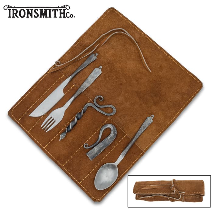The Ironsmith Co Forged Dining Set with its storage pouch