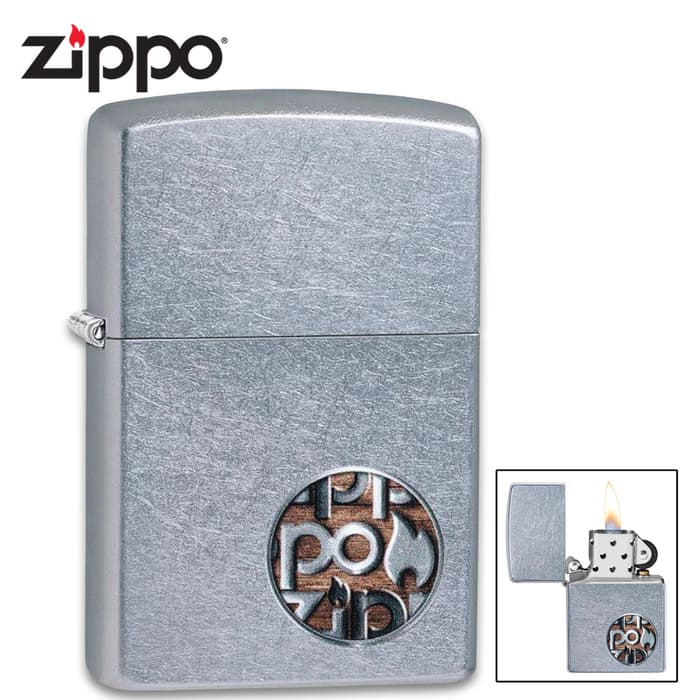 Zippo Button Logo Lighter - Chrome Case, Color Image Artwork, Windproof, Refillable - Made In The USA
