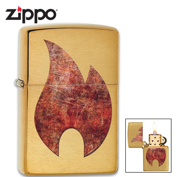 Zippo brass rusty color flame lighter