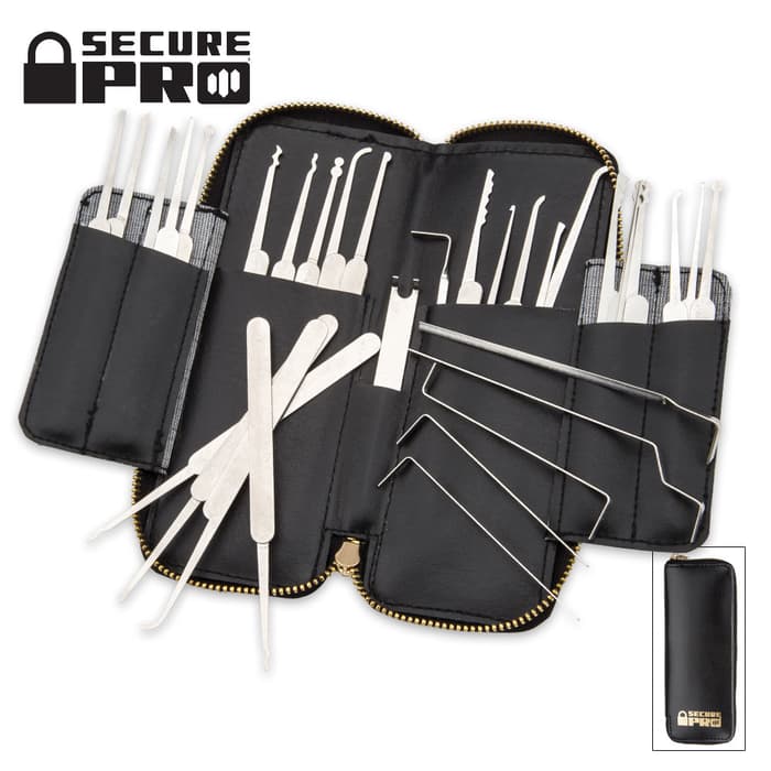 Secure Pro 33-Piece Lock Picking Set With Zippered Case