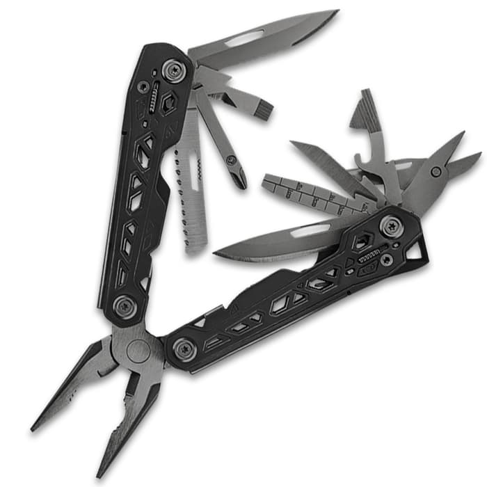 The Gerber Black Truss is an all-inclusive multi-tool, with 17 tools built to the exacting needs of the professional user in a size-conscious design