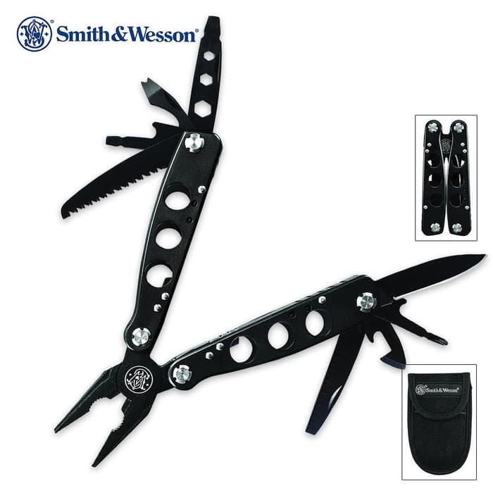 Smith & Wesson 15 Function Plier Knife & Wrench Multi-Tool With Sheath