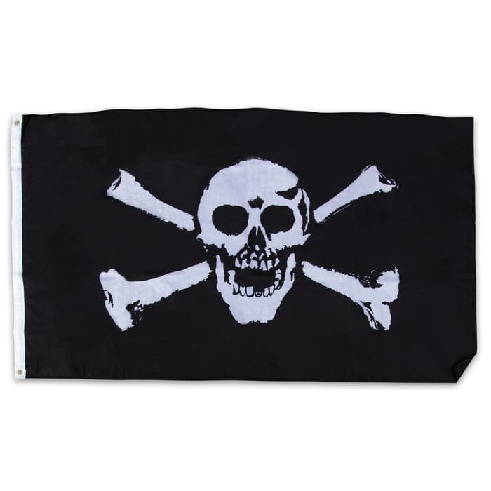 Are you a pirate at heart! Then, proudly display this awesome Jolly Roger flag on your property