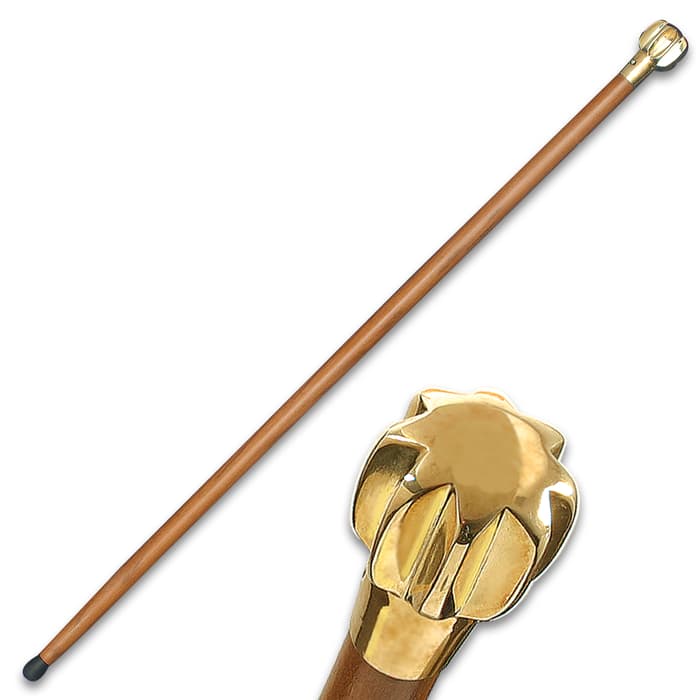 Windlass Steelcrafts Mace Cane - Solid Hardwood Shaft, Brass Knob And Accents, Rubber Toe - Length 36”