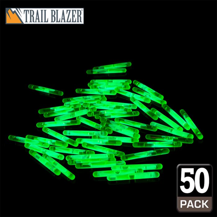 BugOut Mini Glow Sticks - 50-Pack, Fluorescent Green, Plastic Outer Casing - Length 1 1/2”