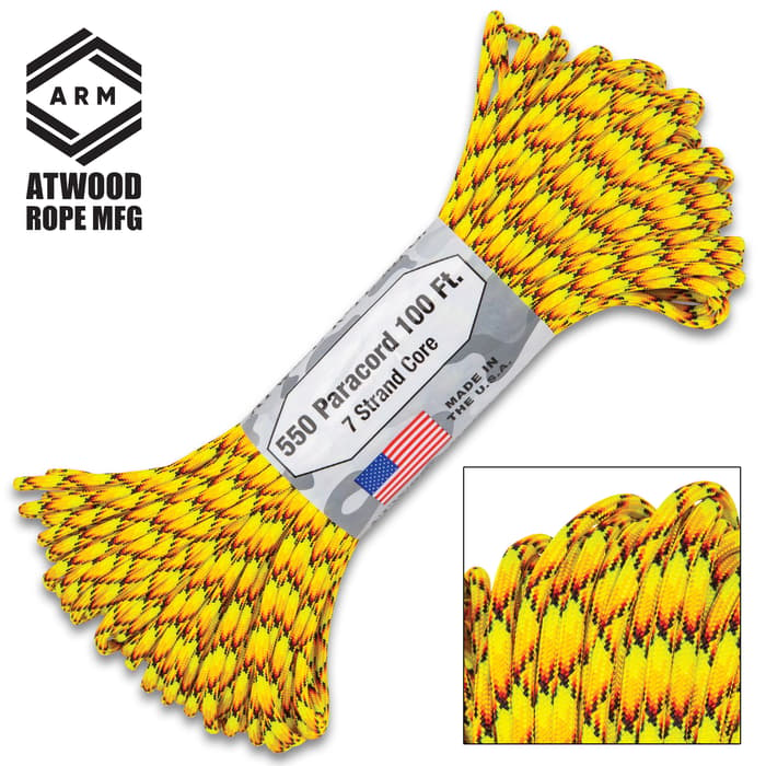 100-Ft Of All-Purpose 550 Paracord - Lightweight, Strong, Versatile, Seven-Strand Core, Rot-Resistant, Made In USA