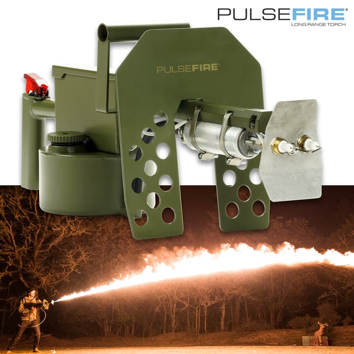 The Pulsefire Long Range Torch is a flamethrower that shoots flame 25 feet