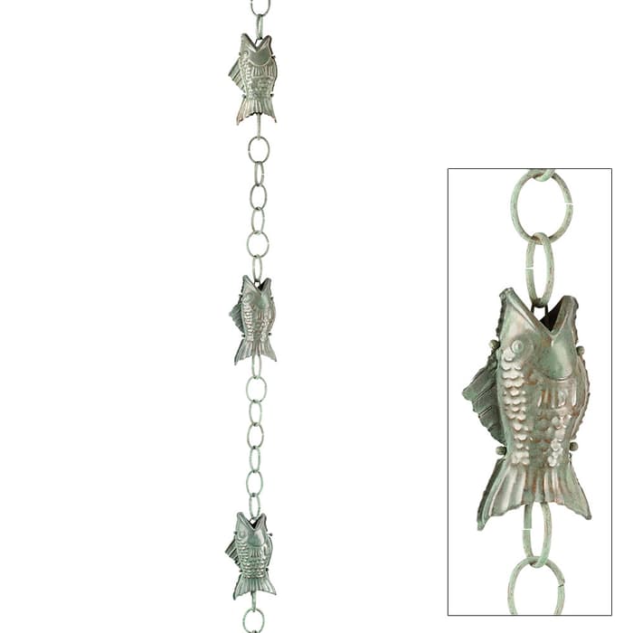 Fish Rain Chain Blue Verde Copper