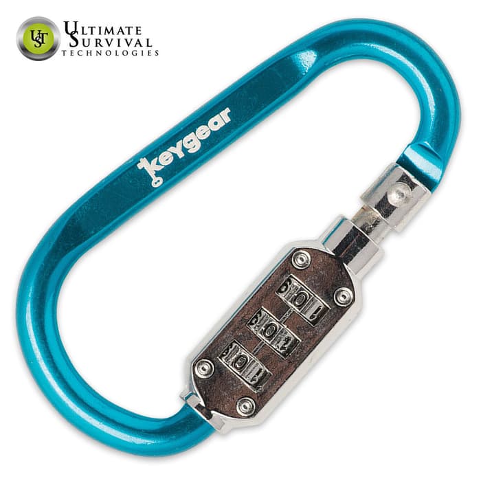 Key Gear Carabiner Combo Lock Blue