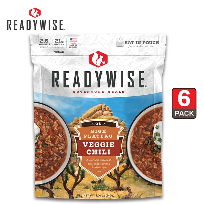ReadyWise High Plateau Veggie Chili Soup individual pack