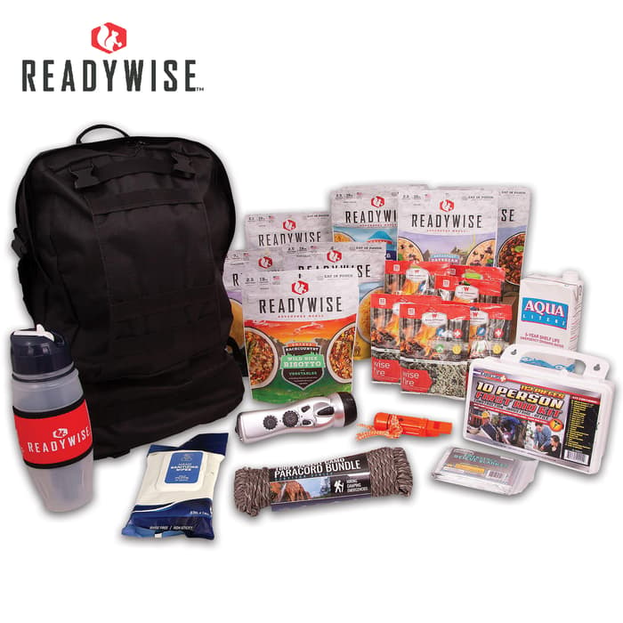 Complete Two-Day Emergency Survival Backpack - 134 Total Pieces, Food, Drink, First Aid, Hygiene, Emergency Tools