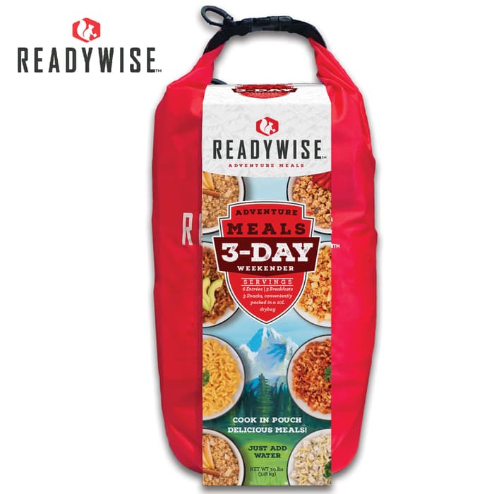 ReadyWise Three-Day Weekender Kit With Dry Bag - Six Entrees, Three Breakfasts, Three Snacks, Add Water, Ready In Minutes