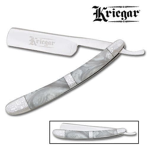 Kriegar Pearl Razor Folding Knife with Elegant ScrollWork