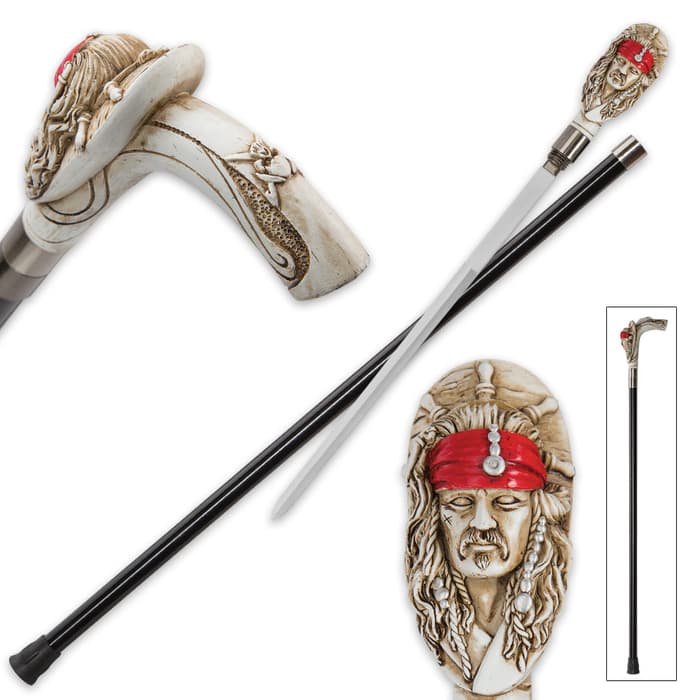 Pirate Head Sword Cane