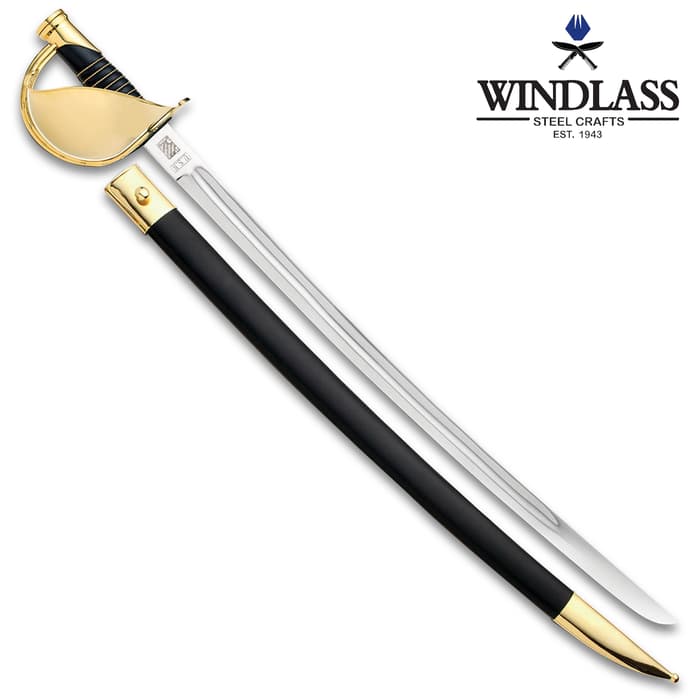 Marto Navy Official CPO Cutlass And Scabbard - Toledo Spanish Steel Blade, Leather-Wrapped Grip, 24K Gold Plate Accents