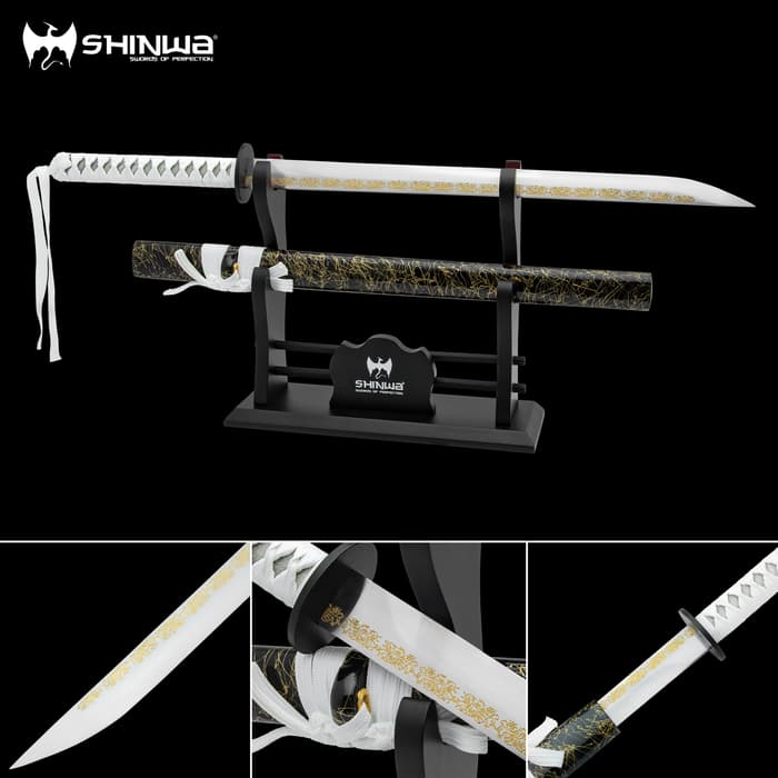 Different views of the Shinwa White Emperor Samurai Short Sword