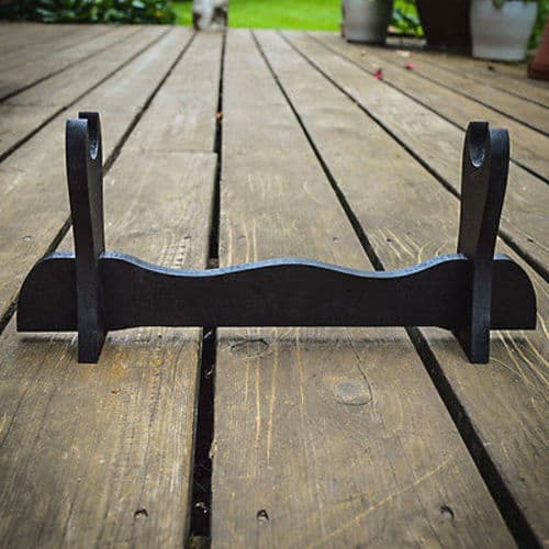 Brand New Wooden Table Horizontal Flat Black Single Display Katana Sword Stand 