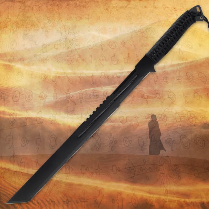 Shadow Tactical Tanto Sword And Sheath - 3Cr13 Stainless Steel, Cord-Wrapped Handle, Non-Reflective - Length 27”