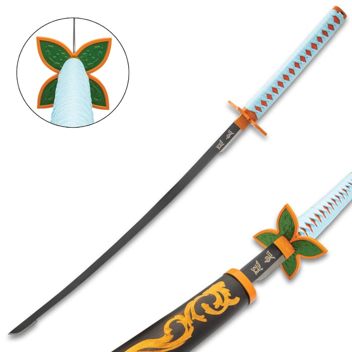 The Shinobu Kocho Orange and Black Demon Slayer Sword makes a great addition to your anime weapons collection