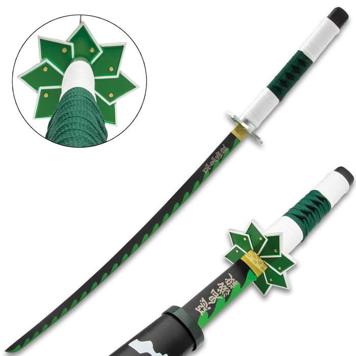 The Sanemi Shinazugawa Green And Black Dragon Slayer Sword makes a great addition to your anime weapons collection