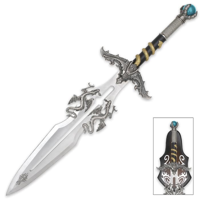 Dragons Lair Crystal Ball Fantasy Sword With Display Plaque