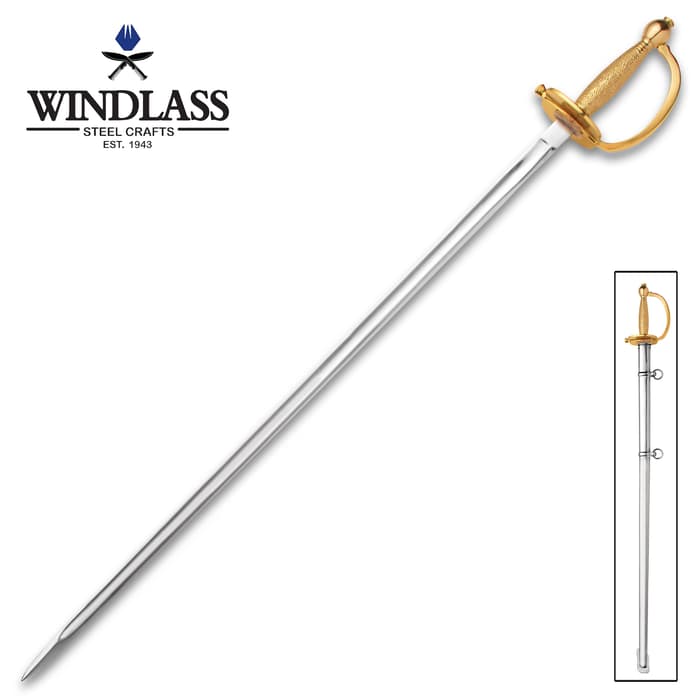 1840 NCO Replica Sword - 1065 High Carbon Steel Blade, Cast Brass Hilt, Ribbed Grip - Length 31 3/4”