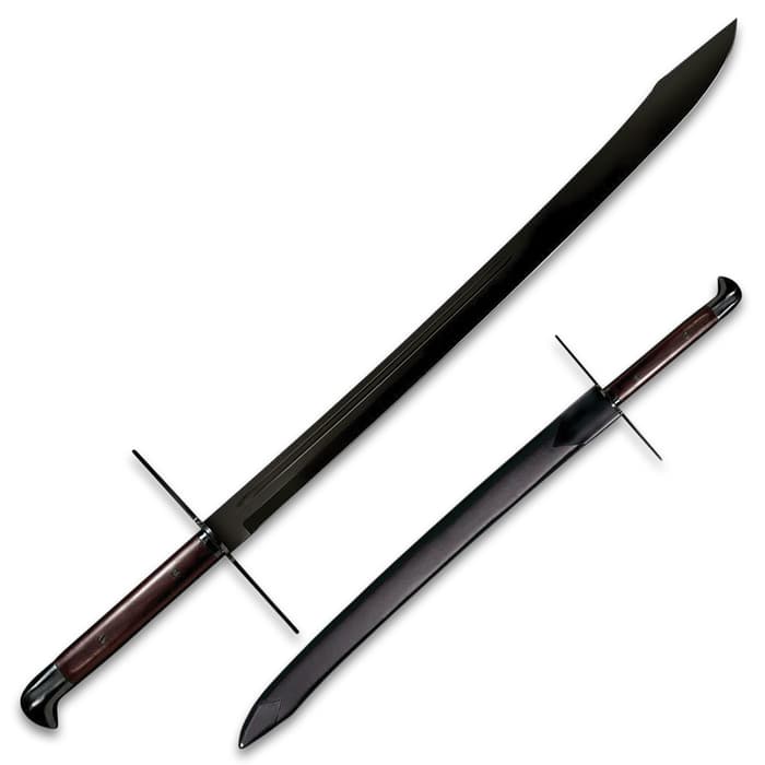 Cold Steel Man At Arms Grosse Messer Sword And Scabbard - 1055 Carbon Steel Blade, Wooden Handle - Length 42 1/4”