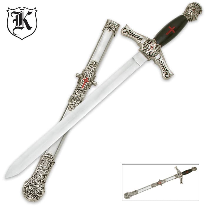 Historic Collectible Crusader Cross Sword With Scabbard