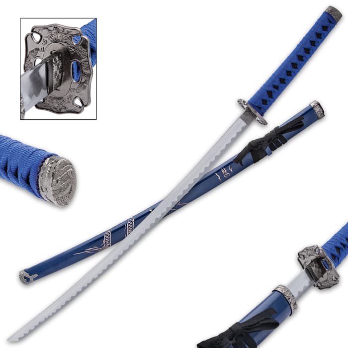 The Blue Dragon Katana is an exceptional, eye-catching sword that’s functional and ready-to-strike down your adversary