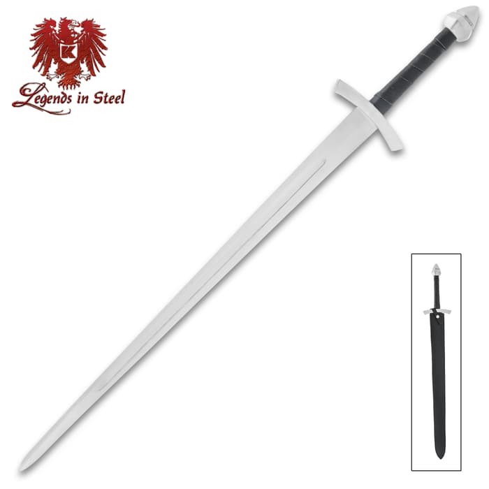 The Legends In Steel Medieval Knight Long Sword can be used as a costume accessory