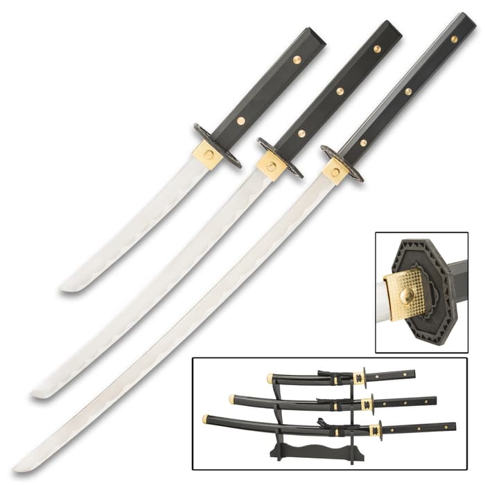 3-Piece Samurai Full Tang Sword Set