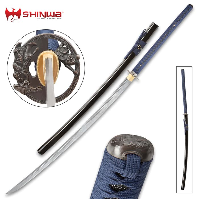 Shinwa Colossus Handmade Odachi / Giant Samurai Sword - Hand Forged Damascus Steel; Genuine Ray Skin; Dragon Tsuba - Functional, Full Tang, Battle Ready - 60"