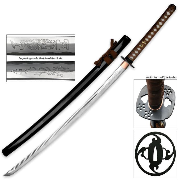 Ten Ryu Hand Forged Samurai Katana Sword With Lacquered Scabbard