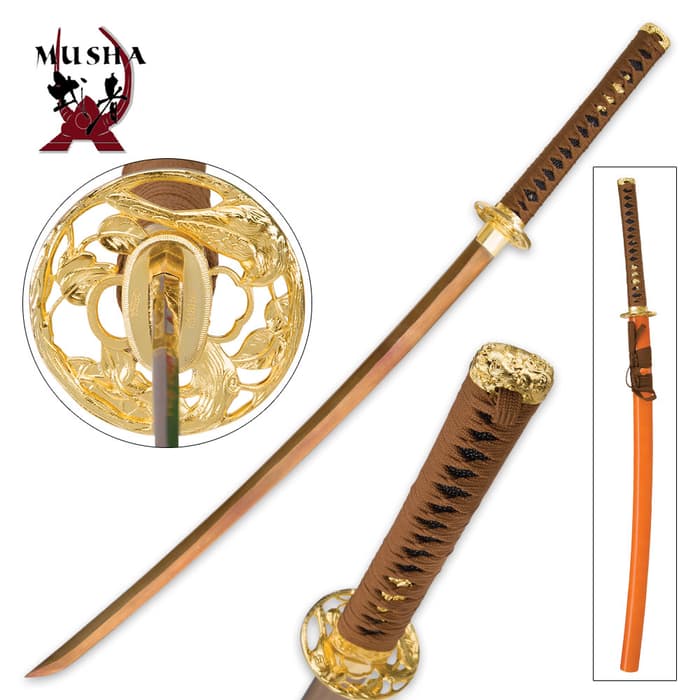 Musha Hand-Forged Gold Damascus Samurai Sword