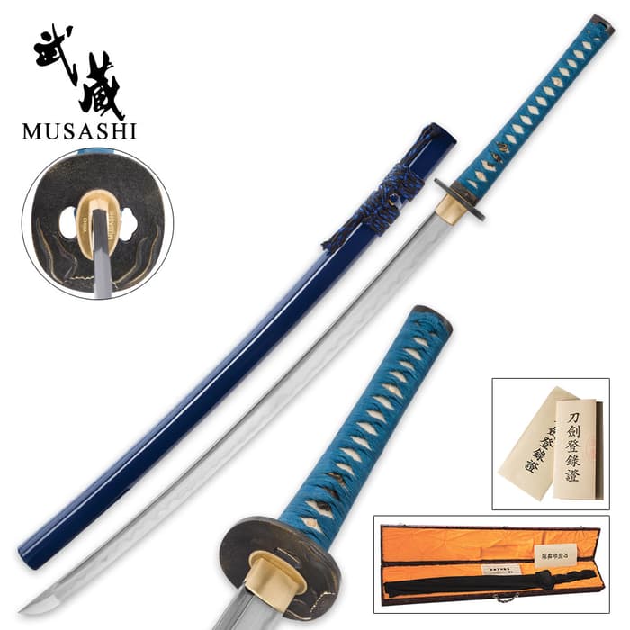 Musashi Midnight Warrior Katana Clay Tempered Folded Carbon Steel