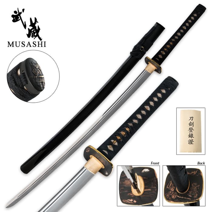 Hand Forged 1060 Carbon Steel Samurai Katana Sword With Warrior Tsuba