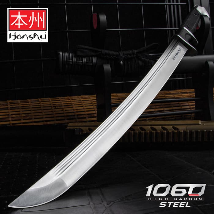 Honshu high carbon steel sword with a black tpr textured no slip grip handle
