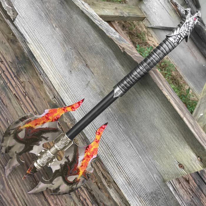 Flame Chaser Double Head Dragon Axe with Plaque