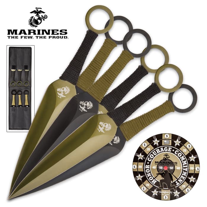USMC Throwing Knife Set With Paper Target