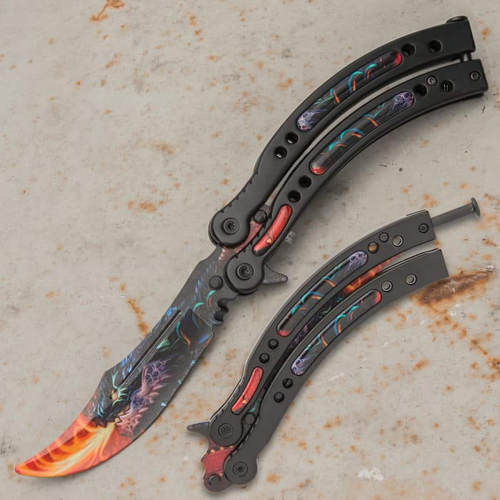 Perfect your flipping moves in style with our Dragonfire Butterfly Knife Trainer or use for martial arts performances