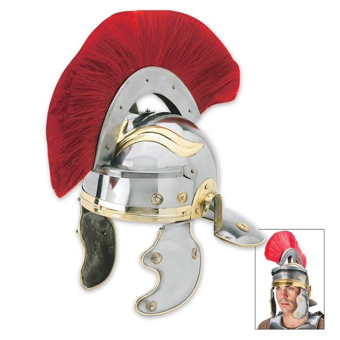 NEW Medieval Replica ROMAN CENTURION Steel Helmet Lining & Removable Plume 