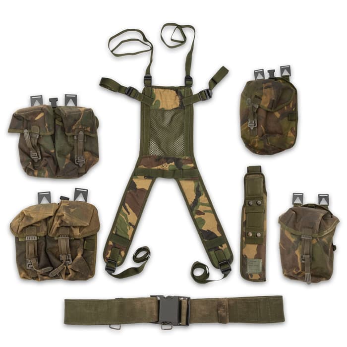 Great Britain Military Surplus Harness And Gear Bag Set - Used Condition, Two Utility Pouches, Two Ammo Pouches