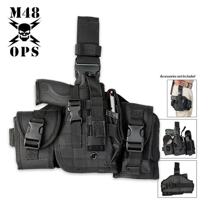 M48 OPS Assembled Drop Leg Gun Holster - Black