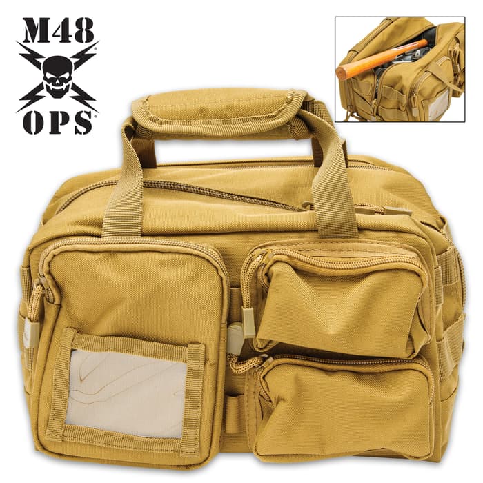 M48 Coyote Brown Tactical Tool Bag - 600 Denier Polyester Construction, PVC Lining, Organization Pouches, MOLLE Webbing